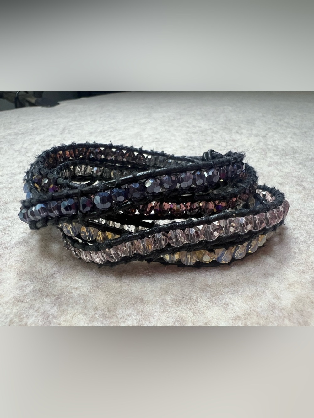Victoria Emerson Multicolor Crystal Beaded Wrap Bracelet Boho